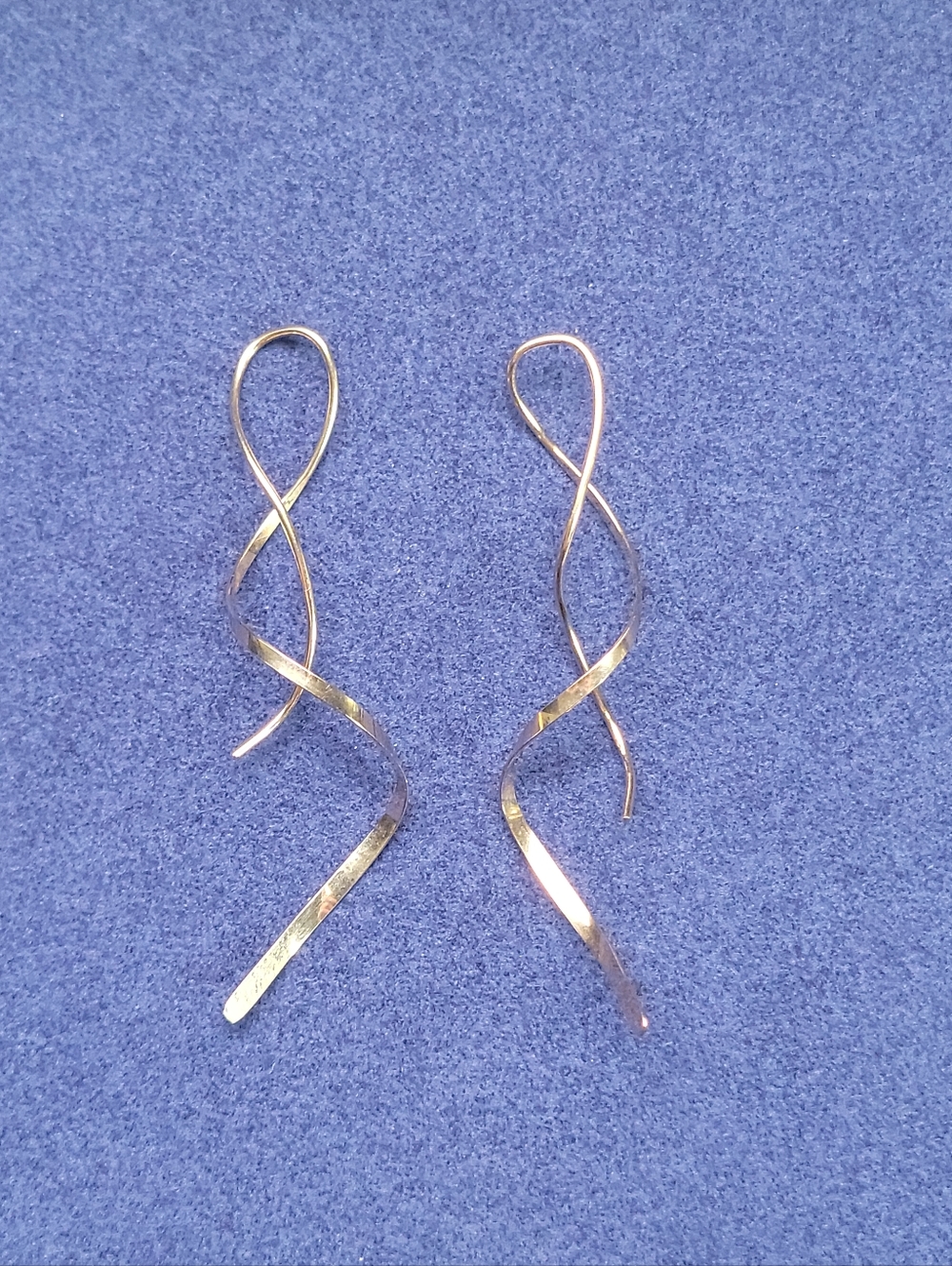 14k Yellow Gold Abstract Spiral Twist Threader Earrings